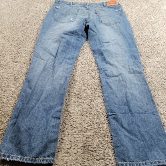 Levis 541 Jeans Mens 38x34 Blue Athletic Taper Denim Distressed - Picture 4 of 6